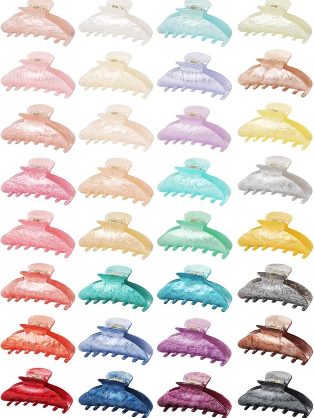 32 PCS Large Acrylic Hair Claw Clips - Strong Hold, Non-Slip, Assorted Colors